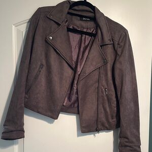 DO+BE Dusty Mauve Suede-Look Moto Jacket